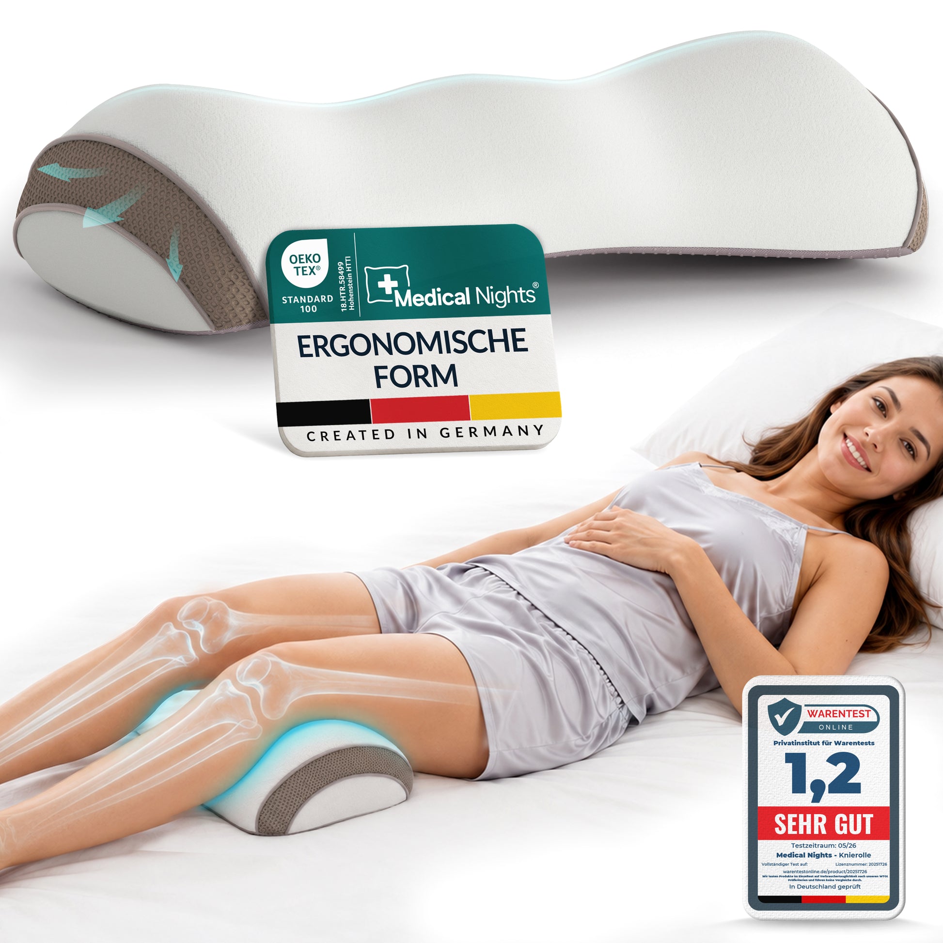 Medical Nights Knierolle zur Beinhochlagerung – Teil des Schlaf-Sets