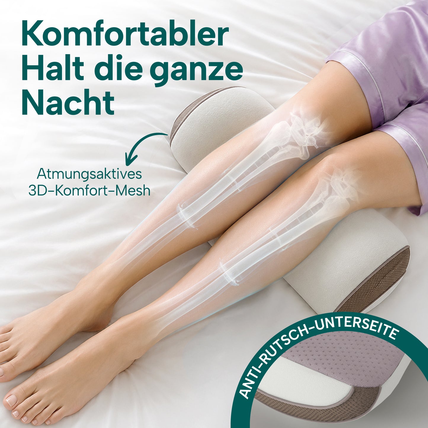 Medical Nights® Orthopädische Knierolle & Lagerungsrolle – Memory Foam zur Beinhochlagerung