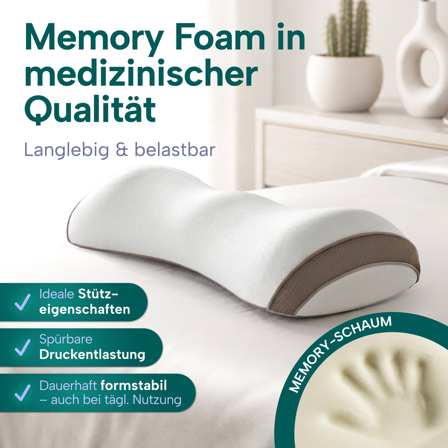 Medical Nights® Orthopädische Knierolle & Lagerungsrolle – Memory Foam zur Beinhochlagerung